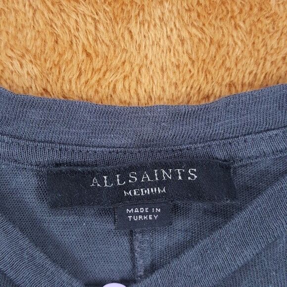 ALLSAINTS Midi Dress Womens Medium Dark Gray Pullover Knotted Stretch PALOMA - Picture 3 of 10